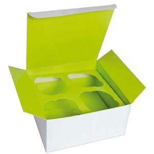 Кутия за 4 бр мъфини, бяло/зелено