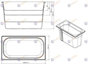Съд по гастронорм GN 1/3-65, polycarbonate, черен