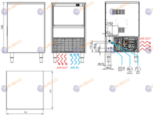 Ледогенератор за лед тип кубче 40 г, 62 кг/24 ч, въздушно охлаждане, монофазен, Delta Max