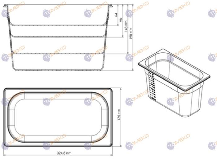 Съд по гастронорм GN 1/3-65, polycarbonate, черен